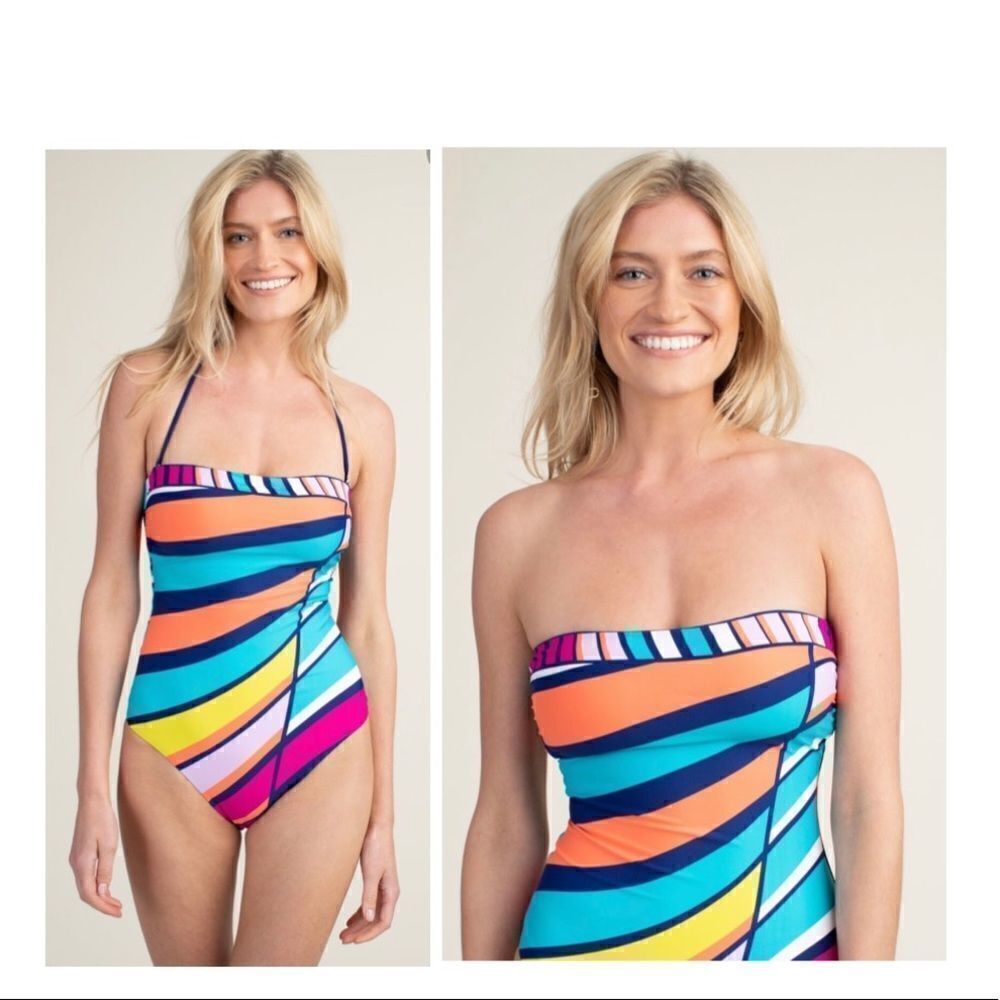 Trina Turk Catch A Wave Bandeau One Piece Swimsuit BWNT - Picture 3 of 7